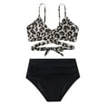 thumbnail image 5 of QLEICOM Womens Swimsuits Tummy Control Plus Size Swimsuit Coverup Two Piece Vintage Swimsuit Printed Wrap Cross Cutout Bikini Sets Swimwear Push Up High Waist Bikini With Bottom Black S, 5 of 6