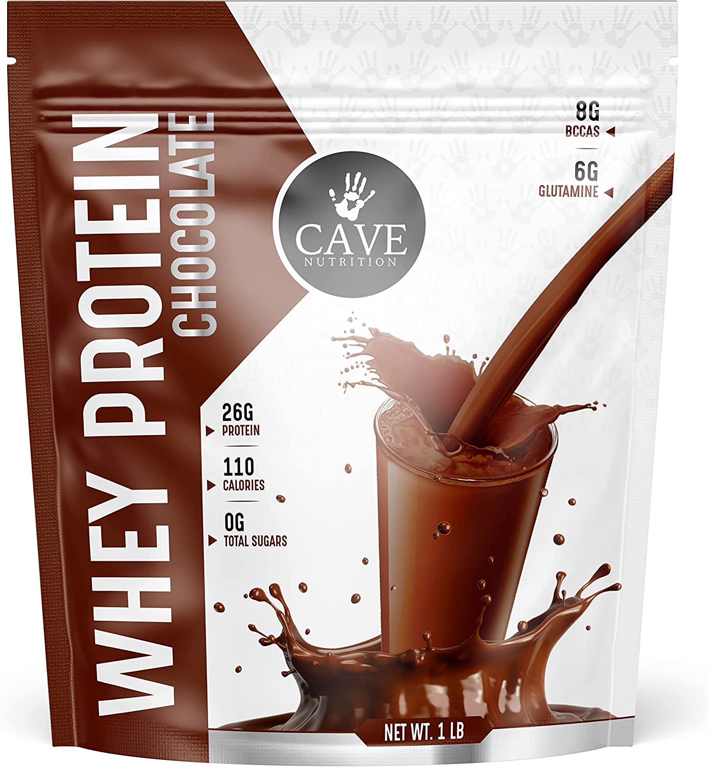 Cave Nutrition Whey Protein Powder (1 LB), BCCAs, Glutamine, No Sugar Added, NonGMO, (Chocolate