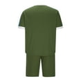 thumbnail image 6 of UVEASISHA Men's 2 Piece Outfits Short Sleeve Color Block Crewneck Summer T Shirt and Casual Loose Track Shorts Set Summer Savings Army Green L, 6 of 7