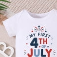 thumbnail image 3 of Duqingm 4th of July Baby Outfit Boy Girl My First Fourth of July Bubble Romper Oversized Onesie Toddler USA Clothes Baby Boy Short Sleeve Romper White,0-3 Months, 3 of 4