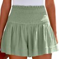 thumbnail image 2 of Pantalones cortos Alta Fruncido Cintura Llanura Elegante Casual Mujeres Pantalones Cortos de Verano para el Ejercicio en Casa Verde S, 2 of 6