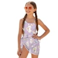 thumbnail image 2 of SEANATIVE Girls Bathing Suit with Mesh Sheer Swimsuit Coverup Back Cutout Summer Beachwear One Piece Swimsuits for Teen Girls, Size 11-12 Years, Cartoon Rabbit Easter Egg Violet, 2 of 7