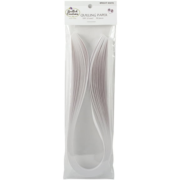 Quilling Paper .375" 50/Pkg-Bright White, Pk 3, Quilled Creations