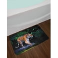 thumbnail image 2 of Safari Bath Mat, Tiger in Water Stream Hunting Danger Trees Tropical Pond Hiding Captive, Non-Slip Plush Mat Bathroom Kitchen Laundry Room Decor, 29.5 X 17.5 Inches, Green Orange Brown, Ambesonne, 2 of 2