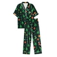 thumbnail image 4 of UngA Satin Christmas Pajamas Women Satin Button Down Christmas Tree Pajamas Classic Soft Women's Christmas Pajamas,Size M, 4 of 5
