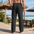 thumbnail image 6 of IhhxPro Men's Linen Outdoor Cargo Pants with Elastic Waist, Drawstring Casual Straight Leg Trousers, Relaxed Fit, Lightweight Summer Travel Hiking Style S-3XL, 6 of 9