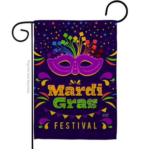 Angeleno Heritage G135362-BO Mardi Gras Festival Springtime Double-Sided Decorative Garden Flag, Multi Color