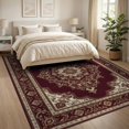 thumbnail image 3 of ODIKA 8'x10' Washable Area Rug Medallion With Floral Border And Ornate Scroll Motifs Vintage Oriental Refined for Dining Room, Large Office, Lounge, Non-Slip Chair-Friendly Mat, 3 of 7