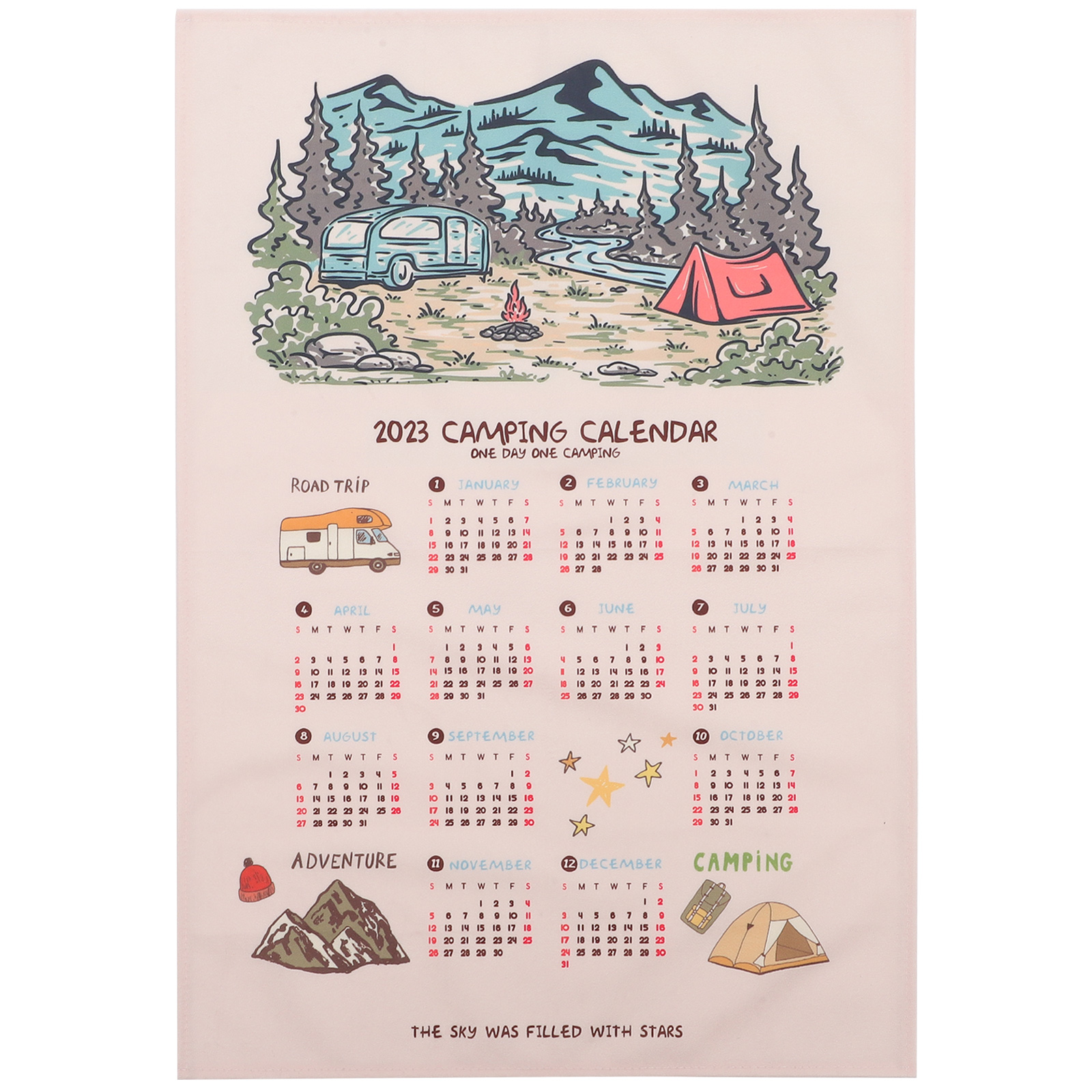 HOMEMAXS Cloth Camping Calendar 2023 Wall Calendar Background Calendar