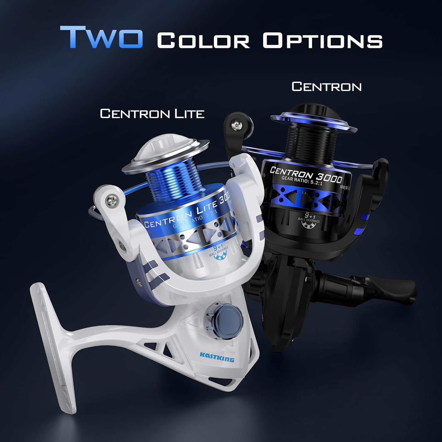 KastKing 2000 Spinning Reels, 17.5Lbs Max Drag, 5.2:1 Gear Ratio-Centron Black