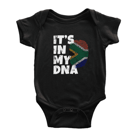 

It s In My DNA South African Flag Country Pride Baby Bodysuit Newborn Clothes Outfits (Black 0-3 Months)