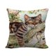 thumbnail image 2 of Funda de almohada con estampado de gato | Funda de almohada decorativa verde | Funda de cojín de poliéster de 45 x 45 cm con cremallera oculta | Decoración para sofá cama, 2 of 5