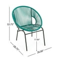 thumbnail image 3 of Modern Outdoor Woven Basket Club Chairs with PP Rattan and Iron Frame, Teal, Set of 2, 3 of 8