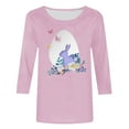 thumbnail image 4 of EQWLJWE Women’s Top Plus Size Tunic Easter Day 3/4 Sleeve Shirt Round Neck Cute Bunny Floral Eggs Graphic Blouses Casual Pullover Tee for Vacation Trip Hawaiian(Pink,L), 4 of 4