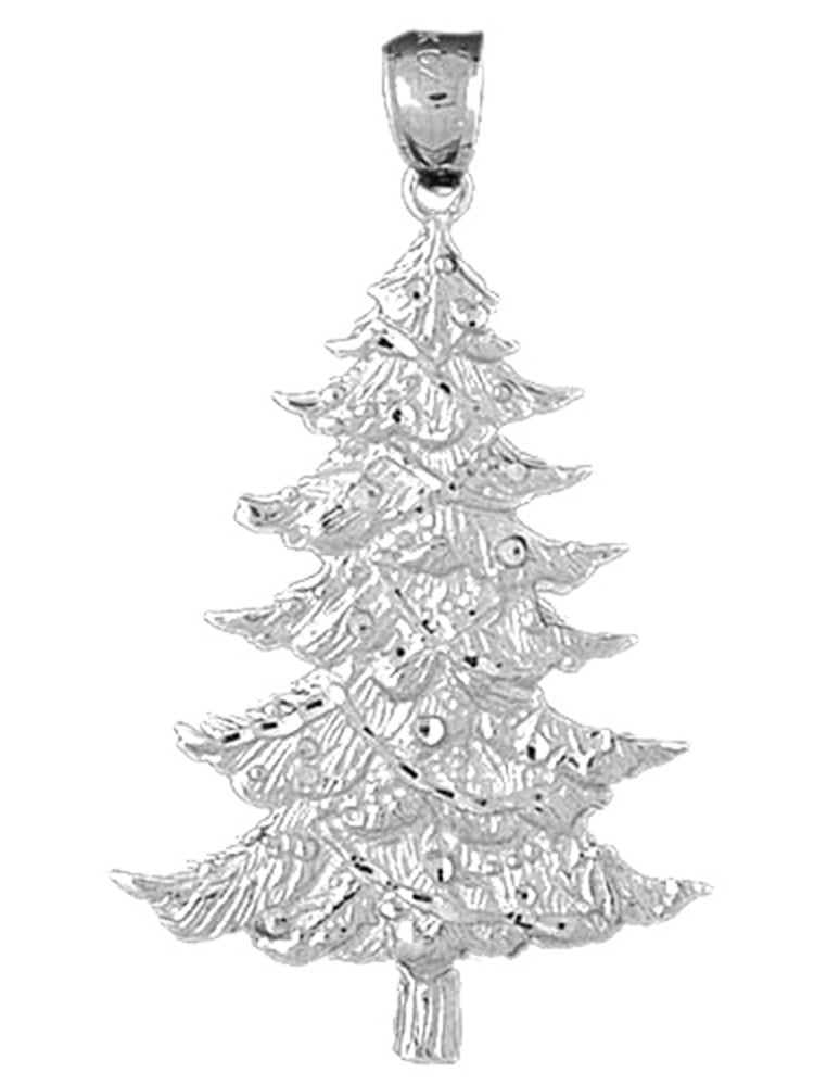 Ice on Fire Jewelry 10k White Gold Christmas Tree Pendant