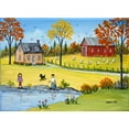 thumbnail image 2 of Mark, Sharon 32x24 Black Ornate Wood Framed with Double Matting Museum Art Print Titled - Sheep and Ducks, 2 of 4