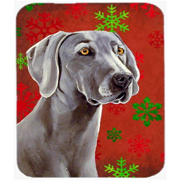 Weimaraner Red And Green Snowflakes Christmas Mouse Pad, Hot Pad Or Trivet - 7.75 x 9.25 In.