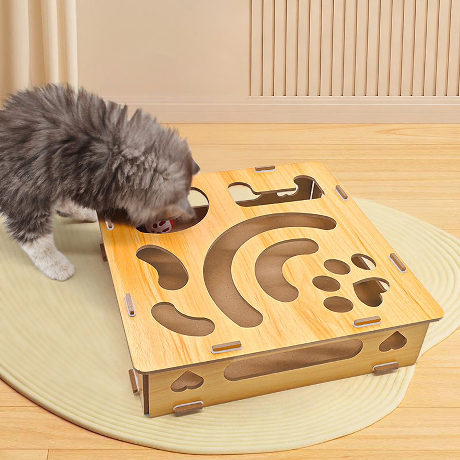 Interactive Cat Enrichment Puzzle Toy for Indoor Feline Entertainment and Stress with Nail Filing
