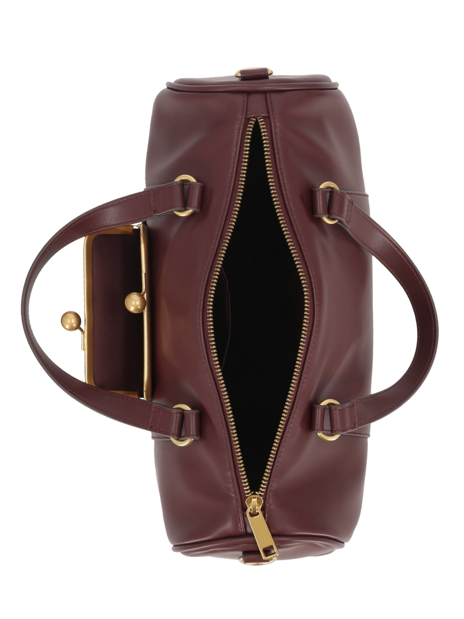 Free Assembly Women's Faux Leather Frame Satchel Handbag, Chianti
