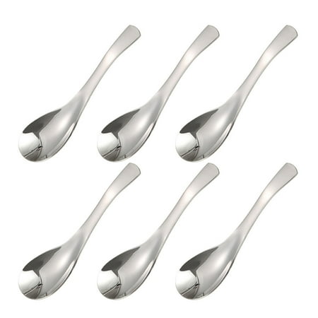 

NUOLUX 6pcs Thicken Soup Spoons Stainless Steel Coffee Scoop Food Serving Spoon Tableware for Home Restaurant (Middle Size)