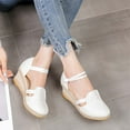 thumbnail image 3 of KBODIU Closed Toe Platform Wedge Sandals for Women, Womens Closed Toe Wedges Platform Slingback Mid Low Heel Canvas Dress Sandals, 3 of 6