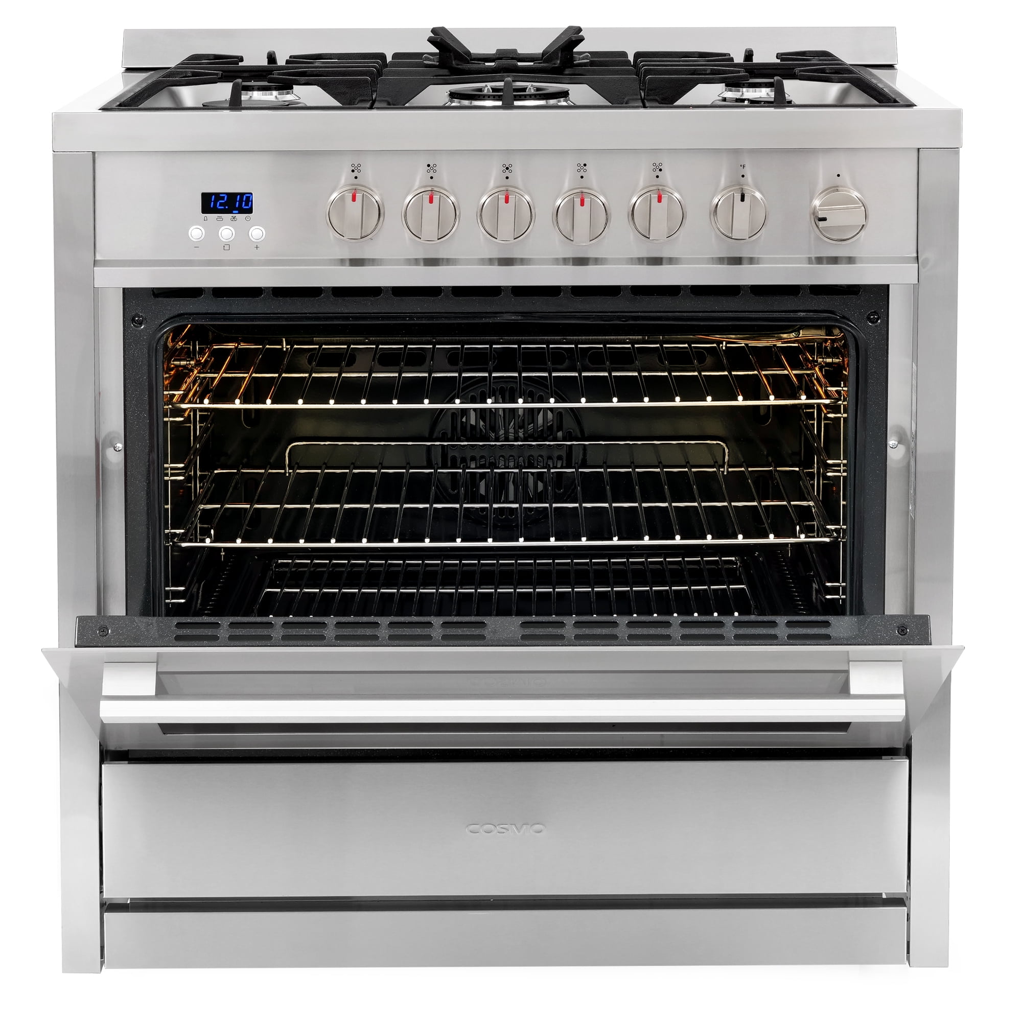 Cosmo 3 Piece Kitchen Appliance Packages with 36" Freestanding Gas Range Kitchen Stove 24" Built-in Fully Integrated Dishwasher & French Door Refrigerator Kitchen Appliance Bundles