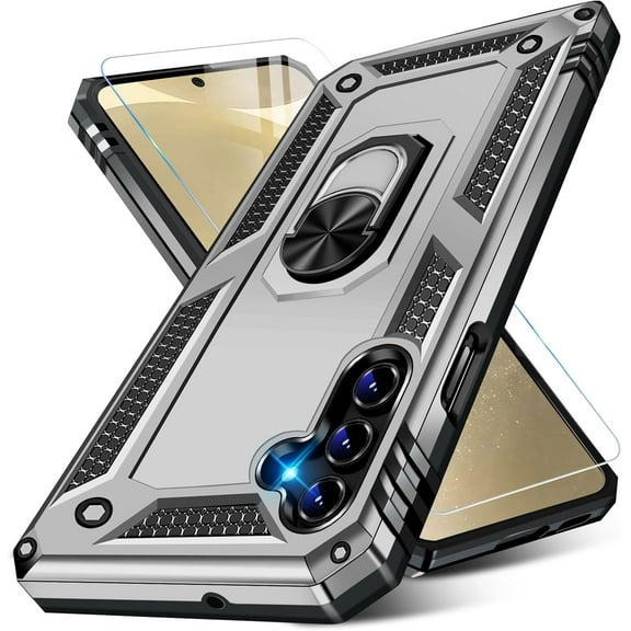 REQO Heavy Duty Case for Samsung Galaxy S25 Plus Phone Case with Screen Protector, Military Grade Shockproof Rugged Protective Cover for Samsung S25 Plus, with Metal Ring Magnetic Kickstand