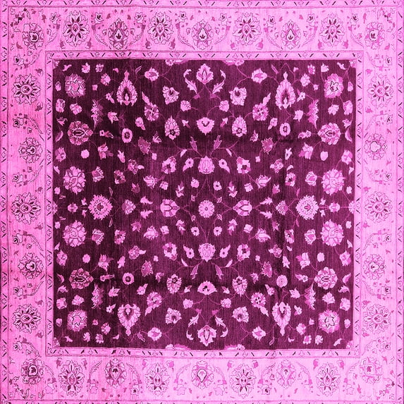 Ahgly Company Indoor Square Oriental Pink Industrial Area Rugs, 4' Square