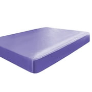 Unique Bargains Satin Fitted Sheet with 12" Deep Pocket Luxury Full Purple