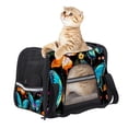 thumbnail image 6 of Flower Butterfly Fabric 900D Oxford Cloth Pet Carrier Bag with Sherpa Base Material and Nylon Webbing - 17x10x11.8 in - 43x26x30 cm, 6 of 7