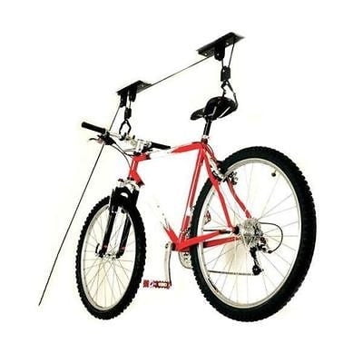 

Garage Ceiling Roof Mount Mounted Bike Storage Rope Lift Pulley Rack Hoist