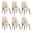 thumbnail image 1 of PU Leather Dining Chairs, Armless Side Chair with Solid Wood and Metal Legs for Kitchen Dining Room Living Room (Brown,Set of 6), 1 of 9