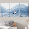 thumbnail image 3 of wall26 Canvas Print Wall Art Set Blue Forest Mountain Horizon with Sailboat Nature Wilderness Photography Realism Rustic Scenic Colorful Travel for Living Room, Bedroom, Office - 16"x24"x3, 3 of 5
