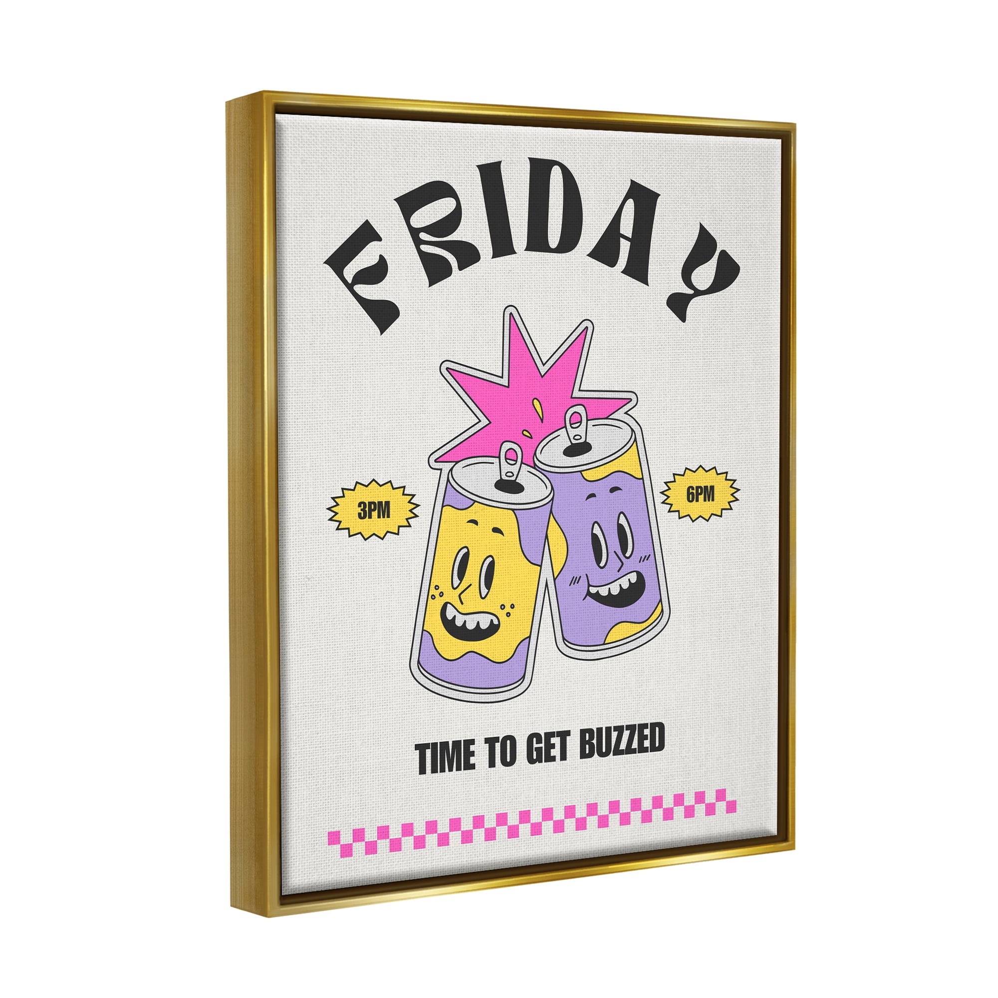 Stupell Industries Friday Vintage Beer Phrase Food & Beverage Painting Gold Floater Framed Canvas Art Print Wall Art, 17 x 21