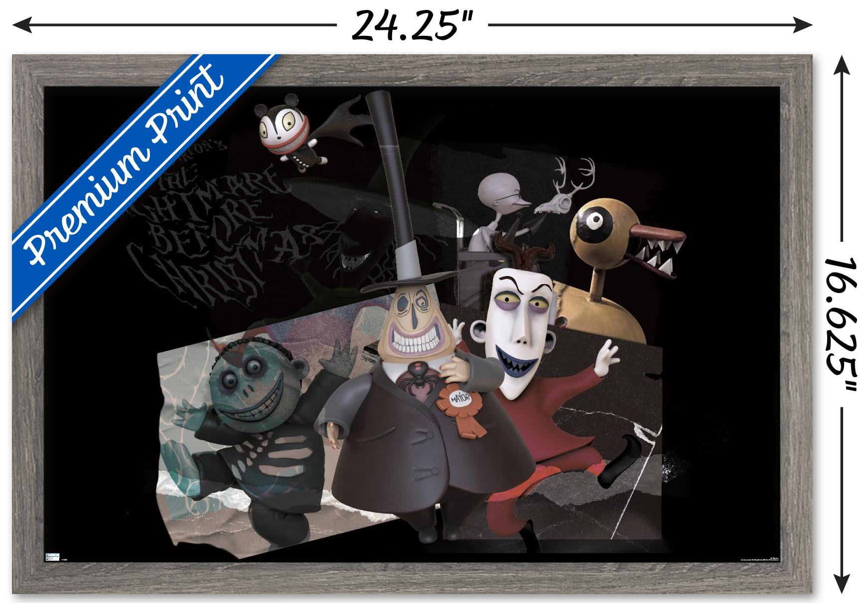 Disney Tim Burton's The Nightmare Before Christmas - Distorted Group Wall Poster, 14.725" x 22.375" Framed
