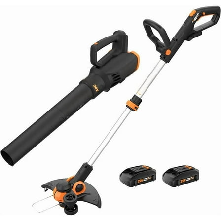 20V String Trimmer Cordless & Edger 3.0 Leaf Blower Cordless with Battery and Charger Turbine, Black and Orange