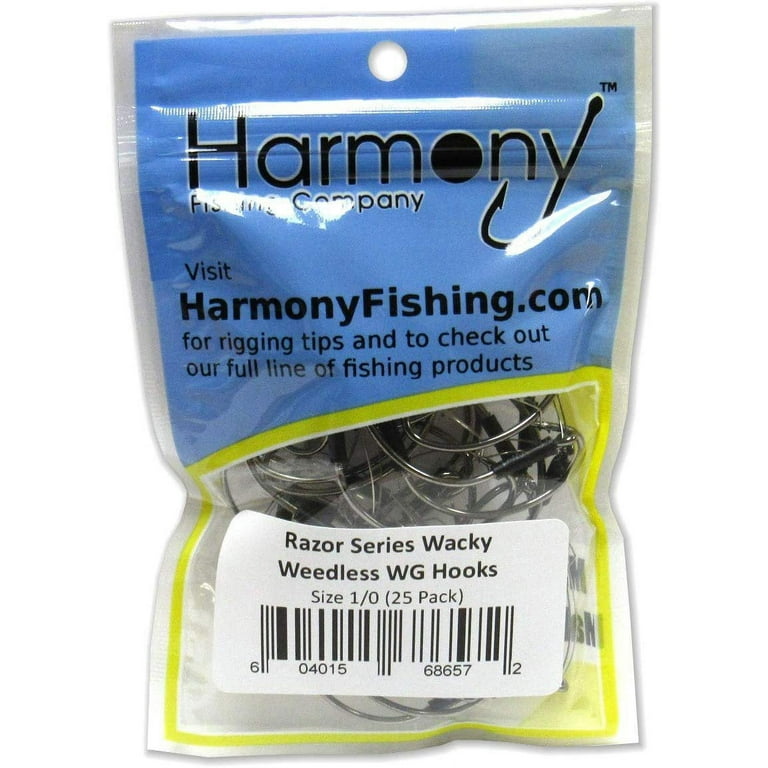 Harmony Fishing - Razor Series Wacky Weedless WG Hooks Size 1/0 25 Pack