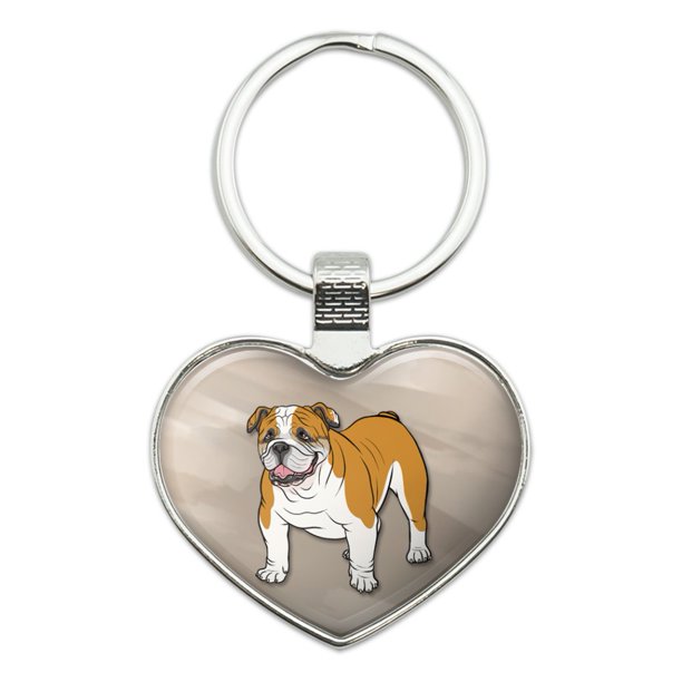Graphics and More English Bulldog Pet Dog Heart Love Metal Keychain