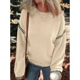 thumbnail image 4 of Sweaters for Women Solid Crewneck Loose Fit Long Sleeve Contrast Cable Knit Pullover Sweater Jumper Tops  XXL, 4 of 5
