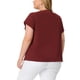 thumbnail image 3 of Blusas de verano de manga corta con pliegues y cuello redondo para mujeres de tallas grandes Agnes Orinda 2X rojas, 3 of 7