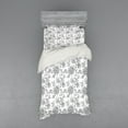 thumbnail image 2 of Floral Duvet Cover Set, Monochrome Petals Traditional Nature Influences Essence Artwork Print, Bedding Set with Shams and Fitted Sheet, 3 Sizes, by Ambesonne, 2 of 3