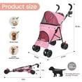 thumbnail image 4 of 3 in 1 Pet Stroller for Small Dogs and Cats, Foldable Pet Stroller with Adjustable Handle, 6 Wheels, Breathable Mesh, Large Capacity, Easy to Carry, Green (Pink), 4 of 14