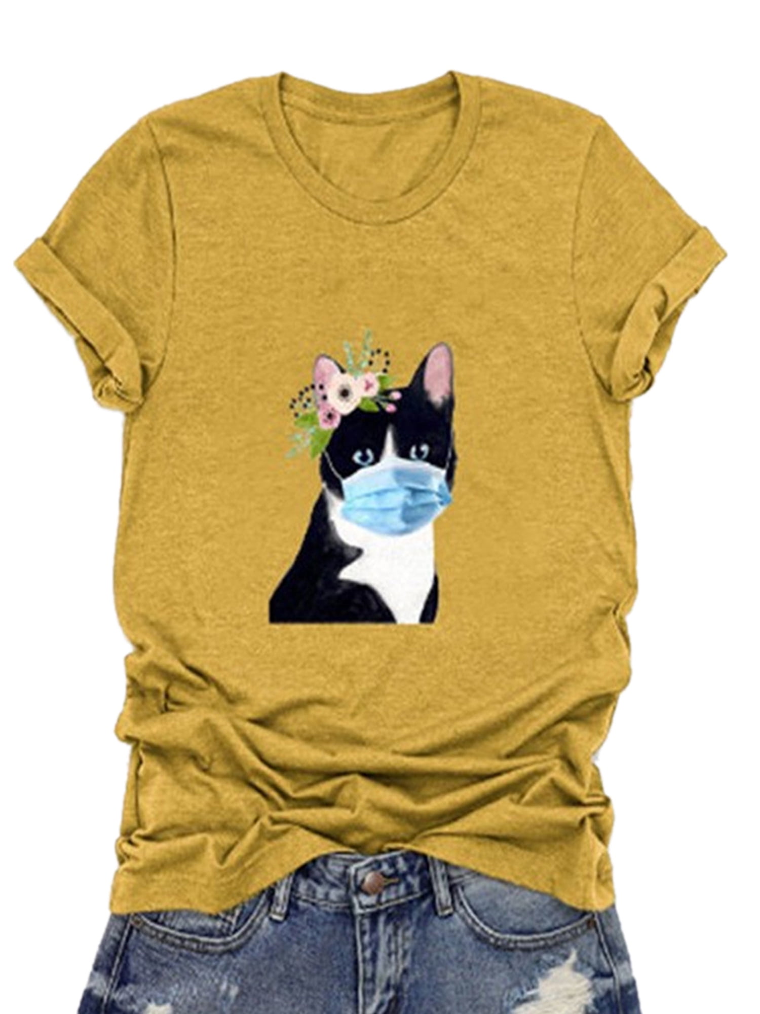 Womens Plus Size Animal Print T Shirts Tops Short Sleeve Casual Summer