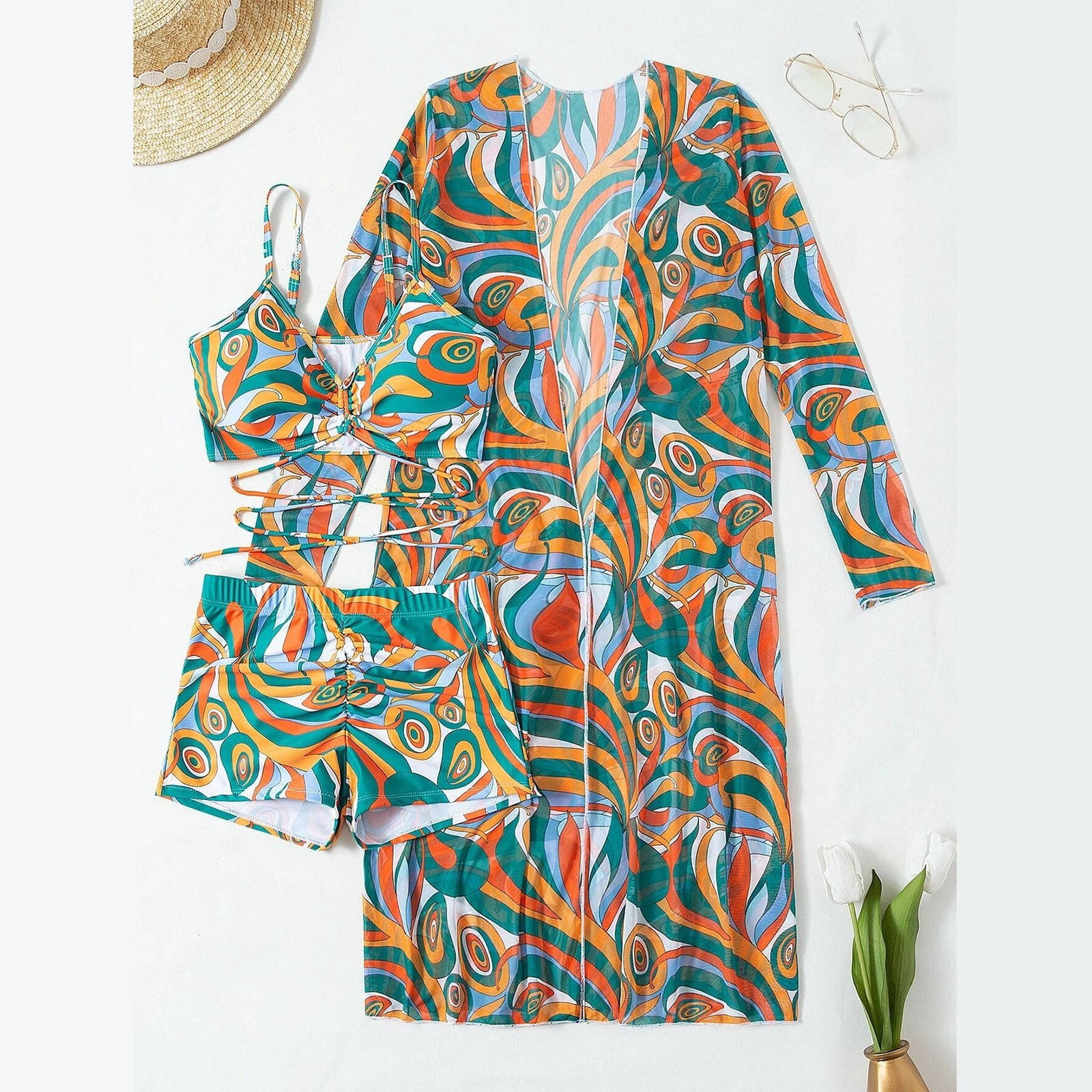 Cathalem Womens Swimsuit Coverups Romper Swimsuit Cover High Waist