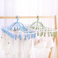 thumbnail image 2 of TORUBIA Windproof Clothes Hanger 32 Clips Folding adult Multifunction Clothespin Rack Wardrobe Storage Sock Clothing Hangers Hooks Light Blue, 2 of 9