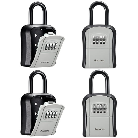 Puroma Key Lock Box, Portable Combination Lockbox Wall-Mounted Key Storage Box for House Keys, Resettable Code Safe Security Lock Box for Home, Office, Apa