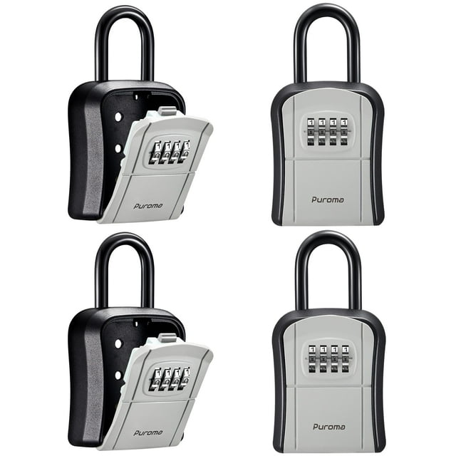 Puroma Key Lock Box, Portable Combination Lockbox Wall-Mounted Key Storage Box for House Keys, Resettable Code Safe Security Lock Box for Home, Office, Apa