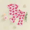thumbnail image 2 of Toddler Girl Short Set Baby Girl Summer Outfits Floral Short Sleeve T-Shirt & Flared Pants Set Cute Toddler Clothes Toddler Girl Summer Clothes, 2 of 4