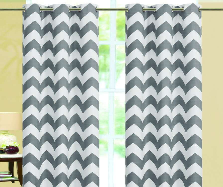 Curtains, Drapes & Valances Pair Set of 2 Lisette Chevron Top Grommet