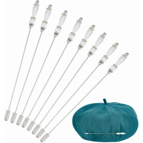 8PCS Hat Vintage Safety Pins Stick Lapel Pin Brass Long Handle Pin Accessories for Tie Scarf Badge Hats Suits Brooches Decorative Jewelry Making DIY Crafts